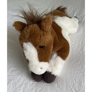 FAO SCHWARZ Brown & White PINTO HORSE Plush Stuffed Animal